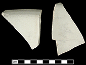 Undecorated creamware (CC) baker, 10&rdquo; rim diameter from 18BC27.