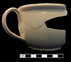 Creamware chamberpot, undecorated. Rim diameter: 6.50&rdquo;, Vessel height: 4.00&rdquo;. Lot: 47F 345-9. 18BC50