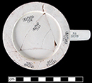 Undecorated creamware mug that has been mended from 18ST642-NAVAIR.