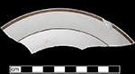 Saucer with brown enamelled rim border, 6.5&rdquo; rim diameter collected at site of Neale & Co. and Wilson (active 1778-1816) by George Miller in 1986.
