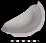 Oval baker with plain, unmolded rim. Vessel measures approximately 6.5&rdquo; by 5&rdquo; by 1&rdquo; tall - collected at site of Neale & Co. and Wilson (active 1778-1816) by George Miller in 1986.