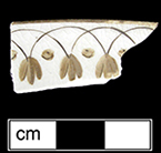  Saucer, 5.0&rdquo; rim diameter, painted in brown enamelled motif collected at site of Neale & Co. and Wilson (active 1778-1816) by George Miller in 1986.