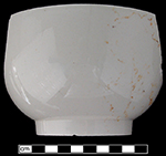 Common shape undecorated bowl, 4.5&rdquo; rim diameter - collected at site of Neale & Co. and Wilson (active 1778-1816) by George Miller in 1986.