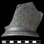 Dry-bodied black stoneware (black basalt) jug with engine turned decoration - Collected by George L. Miller in 1986 in Staffordshire in Hanley.&nbsp;Cannot be attributed to a specific pottery.
