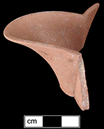 Dry bodied red stoneware (rosso antico) jug spout, Collected by George L. Miller in 1986 in Staffordshire in Hanley.&nbsp;Neale and Company.