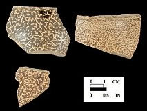 Sherds from various English brown salt glaze stoneware vessels, showing different colors and textures/freckling of iron oxide slip from 18PR175.