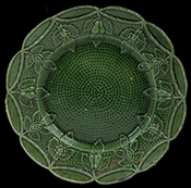 Complete Green glazed plate, circa-1770, similar to the Angelica Knolls fragment shown on left - from a Private collection.