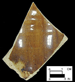 Manganese Mottled mug body sherd with cordoning visible on exterior sherd, interior (left) and exterior (right) from Oxon Hill site 18PR175, vessel #256. Area I Well (ca. 1710 - ca. 1750.
