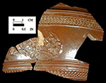Body sherd decorated with raised cordons,and armorial devices Angelica Knolls 18CV60 /1.082.