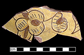 North Devon Sgraffito plate or dish with incised floral motif. White slip over red earthenware body, with lead glazed interior. Lots 8, 76, 85. Similar to floral motif vessel shown in Grisgby page 30. 