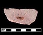 North Devon Sgraffito probable dish with incised motif, probably floral.  White slip over red earthenware body, with lead glazed interior.  Lot 100.