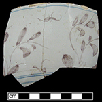 Punchbowl painted in blue and purple with Chinese floral pattern.