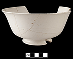 White salt glaze stoneware slop or waster bowl. Rim diameter:  5.90&rdquo;; Base diameter: 2.56&rdquo;; Vessel height:  2.70&rdquo;; Object ID: 2556. Learn more about this object at: http://mountvernonmidden.org/default.html.