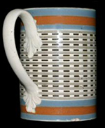 Pint mug. One of the most common engine turned inlay patterns. Probably Wood & Caldwell, Burslem, Staffordshire, 1790 - 1818-from a private collection