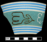 Whiteware banded bowl with offset floral decoration - from 18BC27.