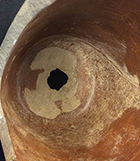 Rim diameter: 4.58”, Base diameter: 3.00”, Vessel height: 4.50”. Vessel # 57