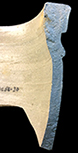 Grey-bodied salt glaze stoneware jar with indeterminate cobalt motif. Rim diameter: 5.50”, Vessel #: 30. 18BC56