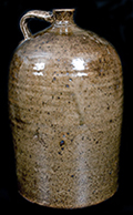 South Carolina alkaline-glazed stoneware three-gallon cylindrical jug, circa 1880. Stamped "W F HAHN / TRENTON / SC. Vessel height: 15.75”