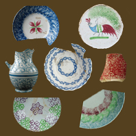 Thumbnail images of sponged ware in cut, open and plain forms.