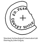 Liquor bottle seal molded ED.  PERN…/COUVET SUISSE around a central cross, from 18BA376.