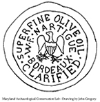 Olive oil bottle seal molded  SUPERFINE OLIVE OIL/W.F. NARTIGUE/BORDEAUX/CLARIFIED, from 18FR134.