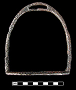 Ovoid stirrup with a solid oval platform and an eye integrated into the relatively wide top for the strap from 18AP52 - click image for more info.
