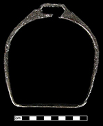 Stirrup with a shape that is wider and more curved at the top than the bottom, with a solid rectangular platform and an eye integrated into the relatively wide top for the strap - from 18CV60 - click image for more info.