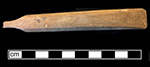 Bone handled toothbrush stamped “Warranted” on the reverse. Elongated hexagonal handle. Privy 5, filled between 1829-1837. 18BC79