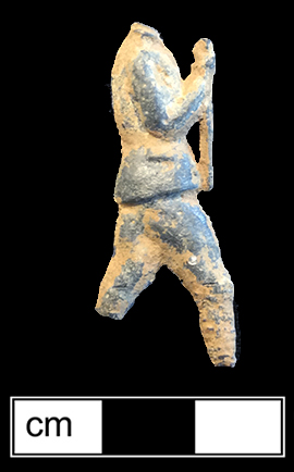 Flat lead toy soldier, similar to examples shown on right, from 18BA282.