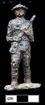 Molded iron soldier from 18PR982, similar to one shown on right from private collection.